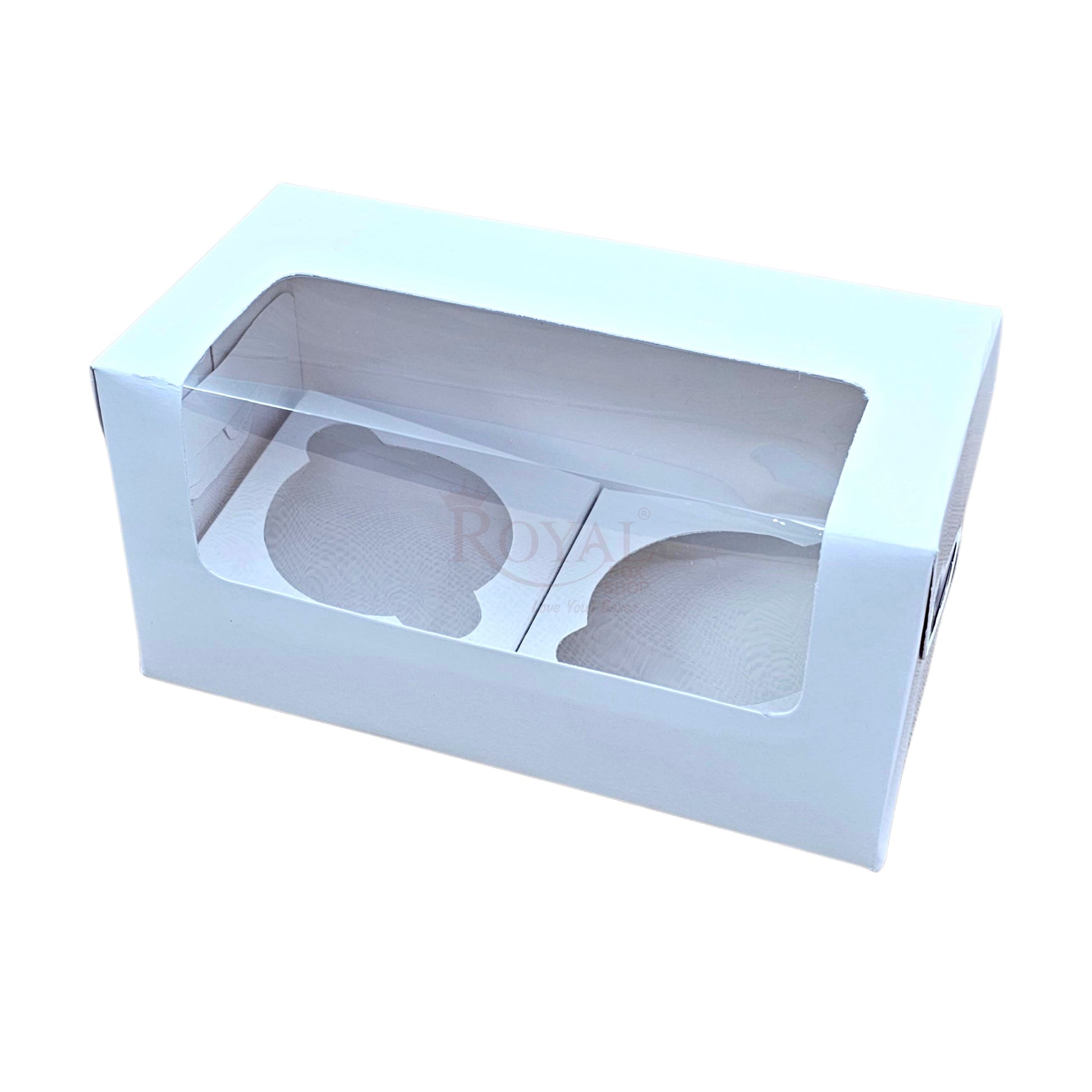 2 Cupcake Box With Window - Size 7"x3.5"x3.5" - White Royal Box Shop