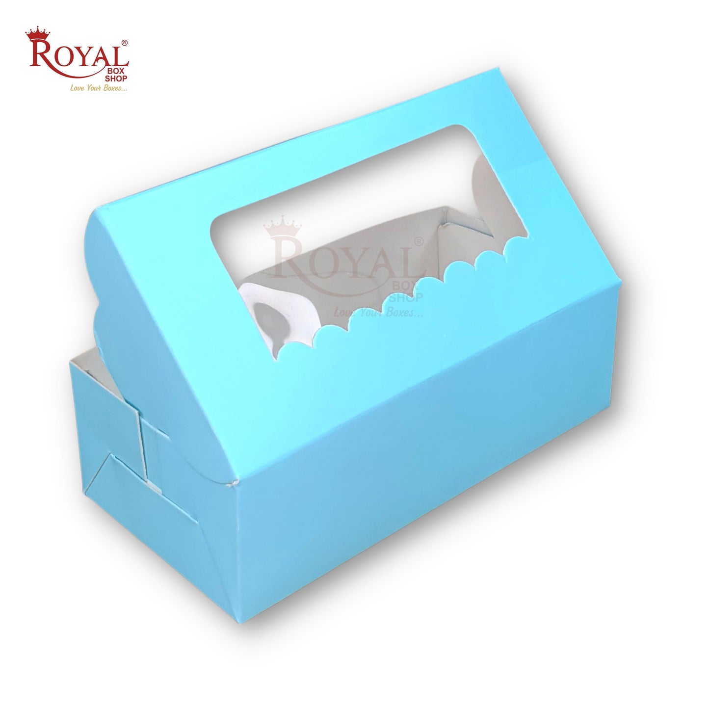 2pc Brownie Window Box I Blue Color I 6"x3"x1.75" inches Royal Box Shop