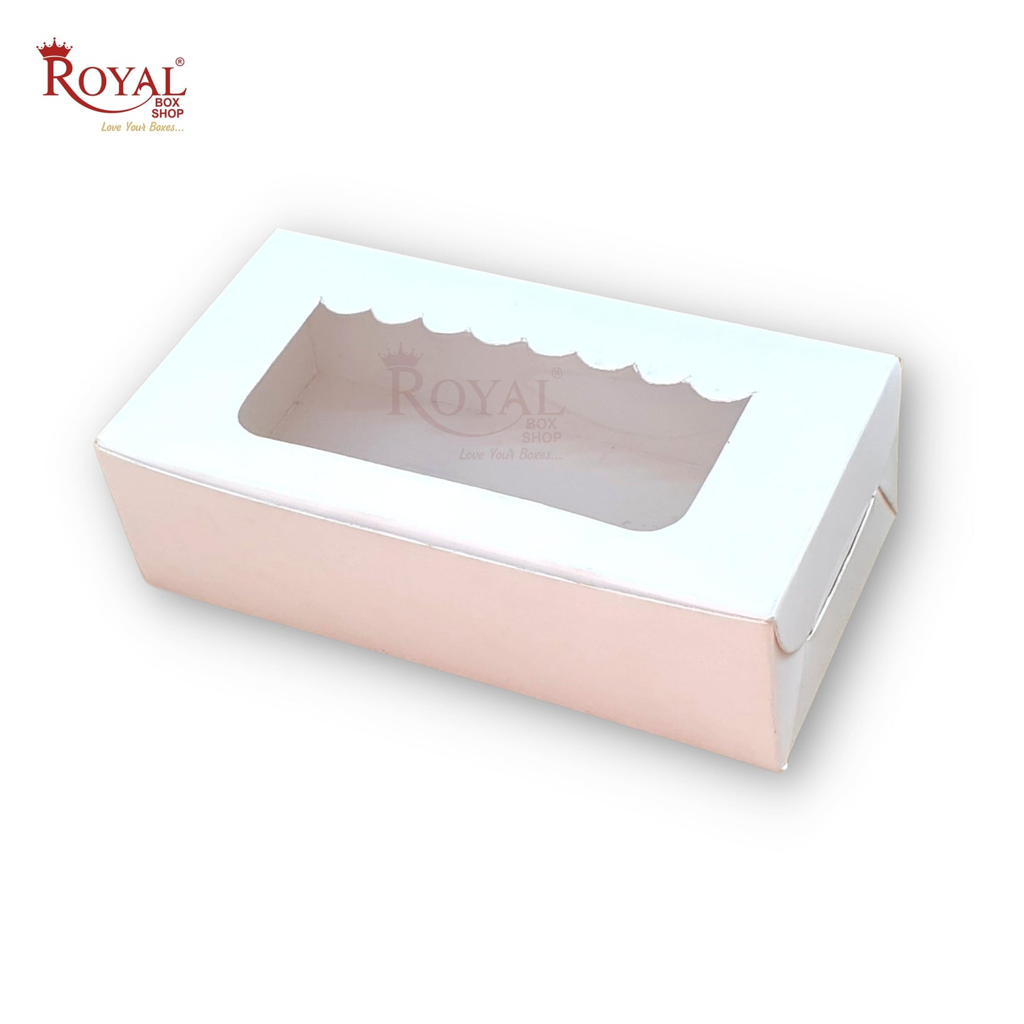 2pc Brownie Window Box I White Color I 6"x3"x1.75" inches Royal Box Shop
