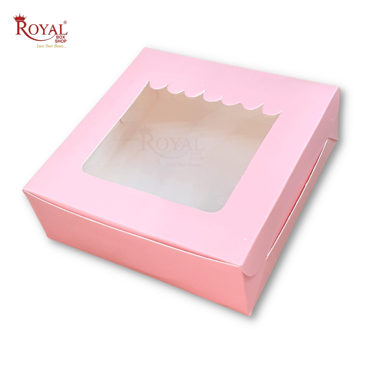 4pc Brownie Window Box I Pink Color I 6"x6"x2" inches Royal Box Shop