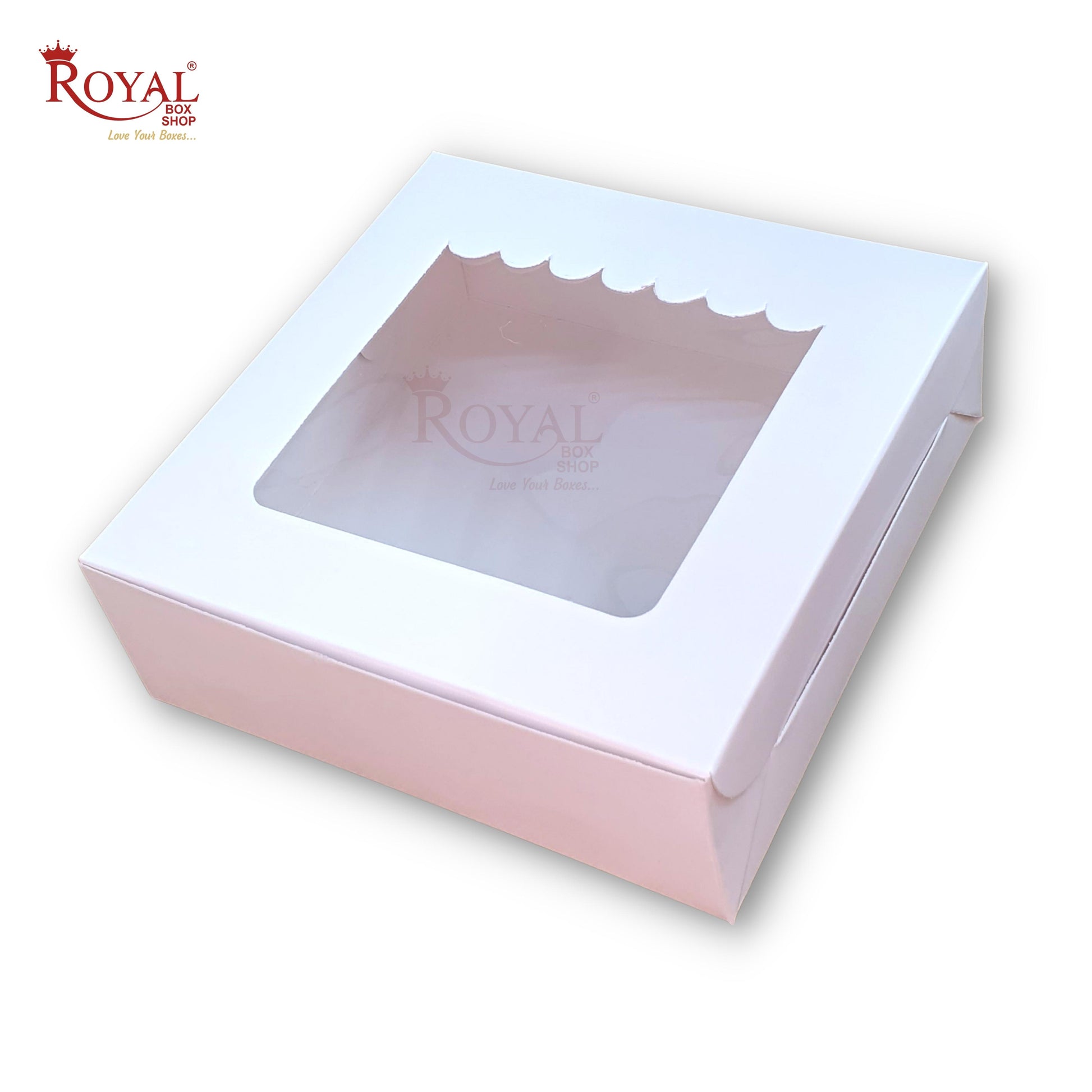 4pc Brownie Window Box I White Color I 6"x6"x2" inches Royal Box Shop