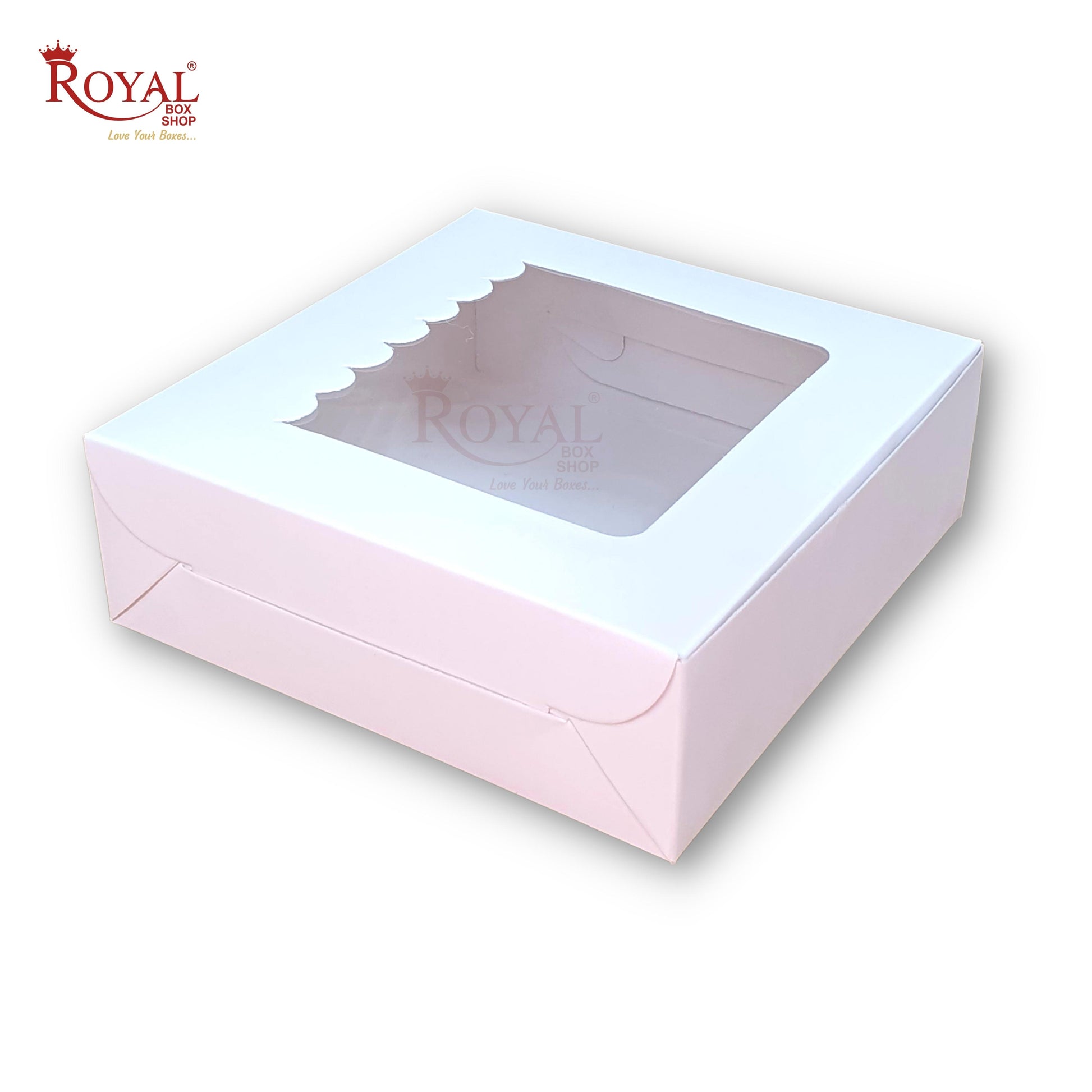 4pc Brownie Window Box I White Color I 6"x6"x2" inches Royal Box Shop