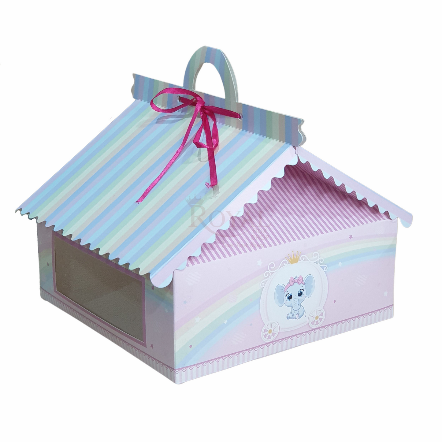 9cc Hut Shape Cupcake Boxes - 10"x10"x4" inch -Theme Elephant Pink Royal Box Shop