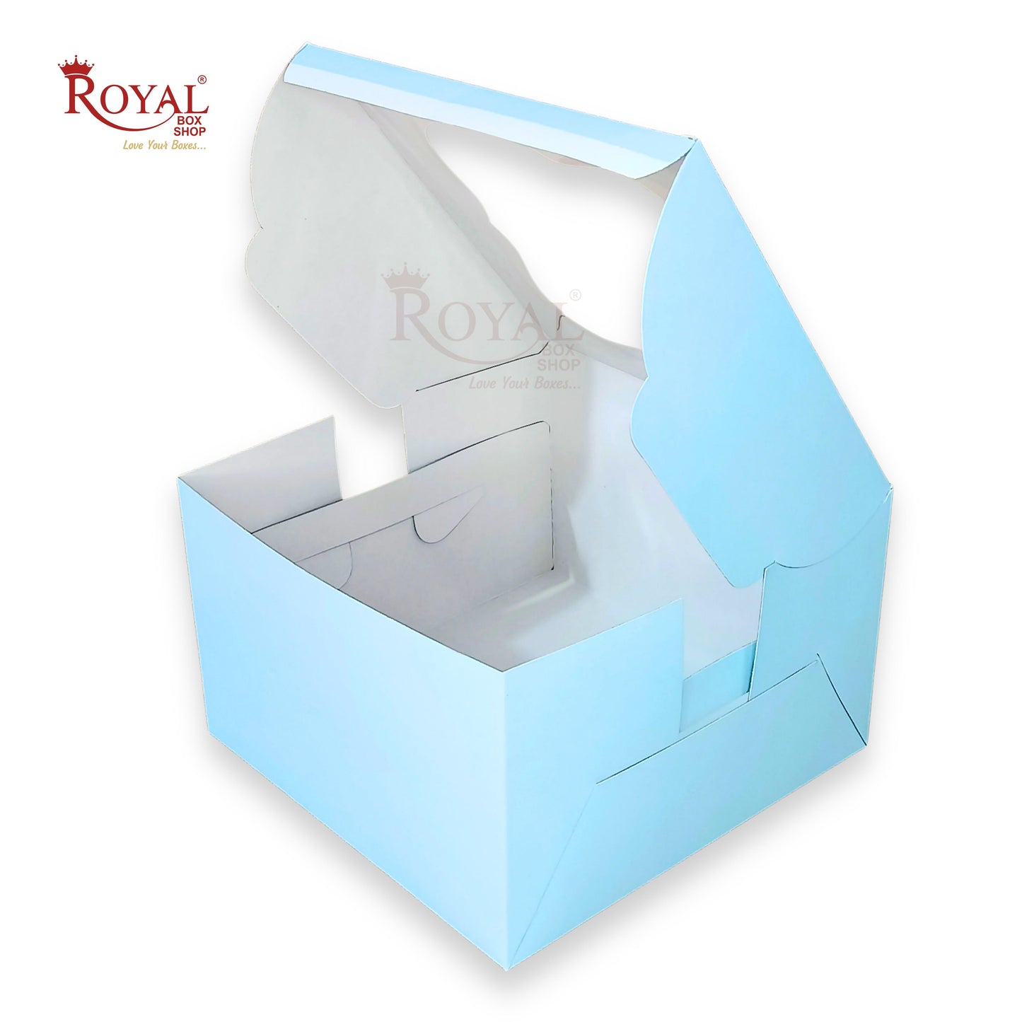 Window Cake Box - 8"x8"x5" inches - Blue Solid Color Royal Box Shop