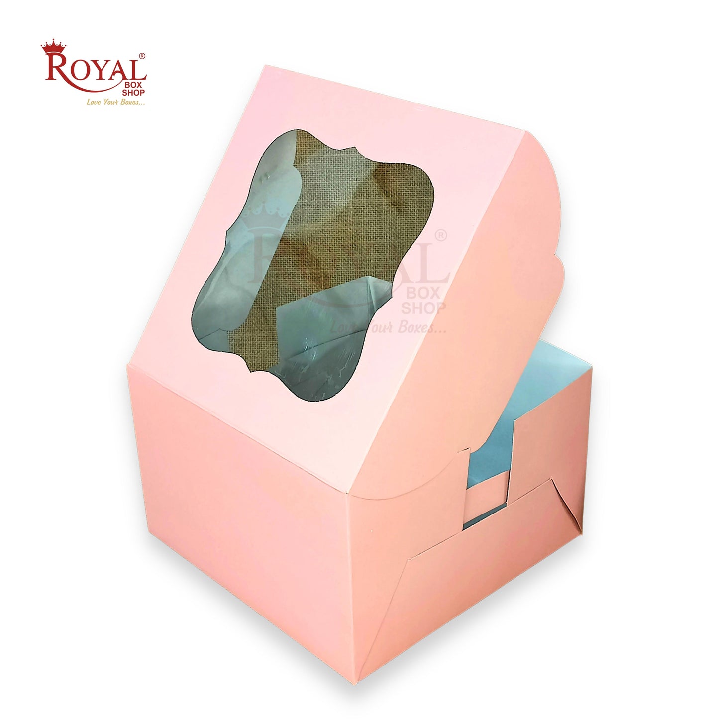 Window Cake Box - 8"x8"x5" inches - Pink Solid Color Royal Box Shop