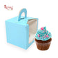 1 Cup Cake Box With Window I Size 3.5"x3.5"x3.5" I Blue I B2B Royal Box Shop