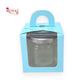 1 Cup Cake Box With Window I Size 3.5"x3.5"x3.5" I Blue I B2B Royal Box Shop