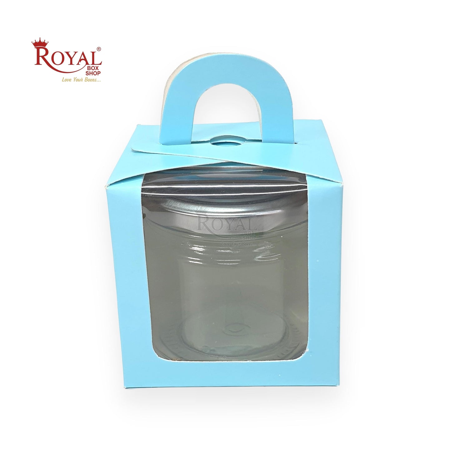 1 Cup Cake Box With Window I Size 3.5"x3.5"x3.5" I Blue I B2B Royal Box Shop
