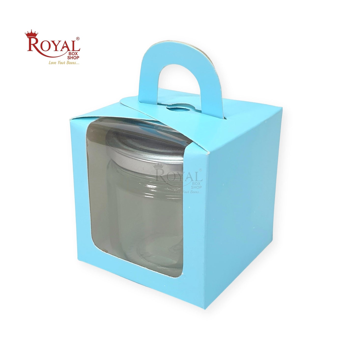 1 Cup Cake Box With Window I Size 3.5"x3.5"x3.5" I Blue I B2B Royal Box Shop