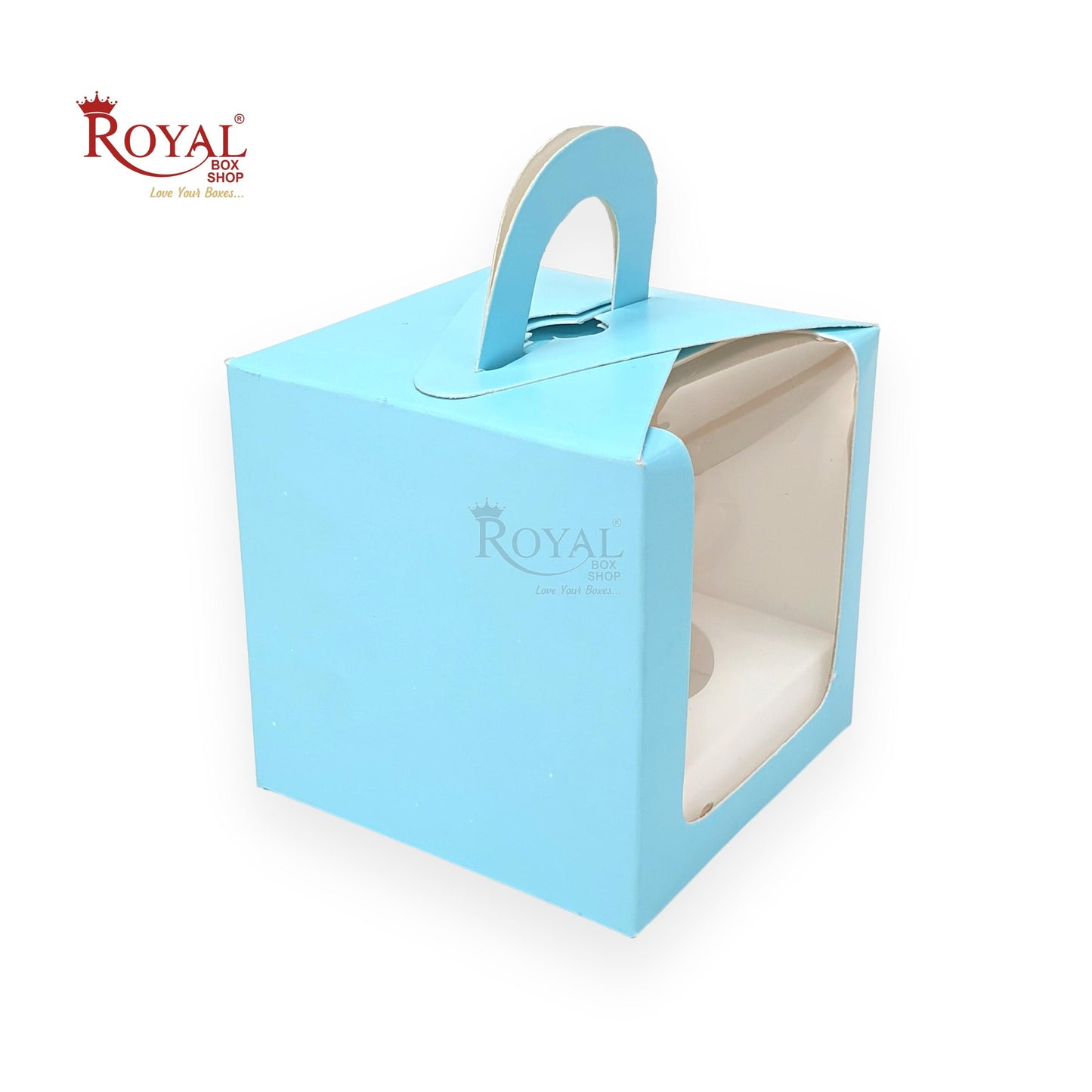 1 Cup Cake Box With Window - Size 3.5"x3.5"x3.5" - Blue Royal Box Shop