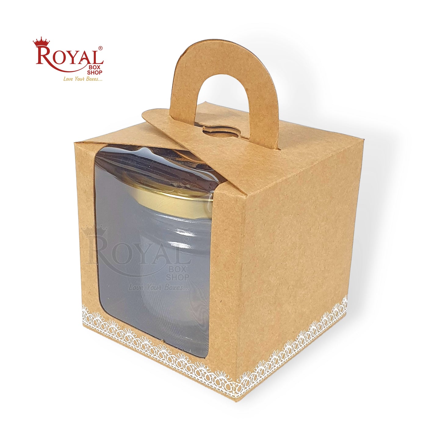 1 Cupcake Box With Window I Size 3.5"x3.5"x3.5" I Brown Color I Kraft Paper Box for Cupcakes Cookies, Candies Royal Box Shop