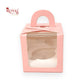 1 Cupcake Box With Window - Size 3.5"x3.5"x3.5" - Pink Royal Box Shop