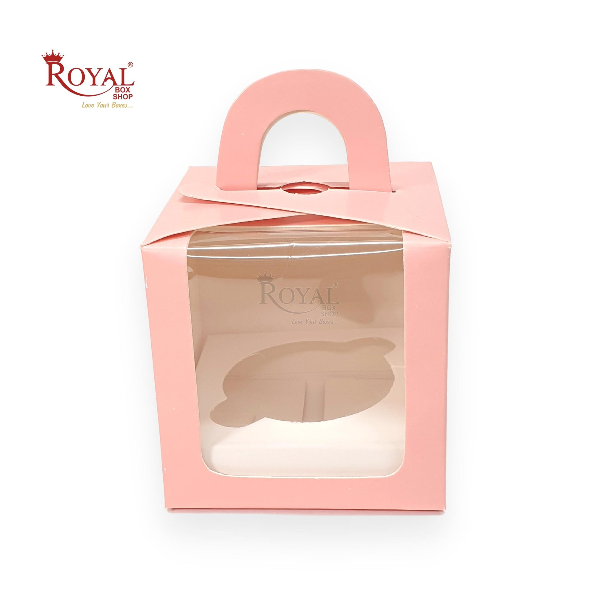 1 Cupcake Box With Window - Size 3.5"x3.5"x3.5" - Pink Royal Box Shop