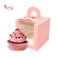 1 Cupcake Box With Window - Size 3.5"x3.5"x3.5" - Pink Royal Box Shop