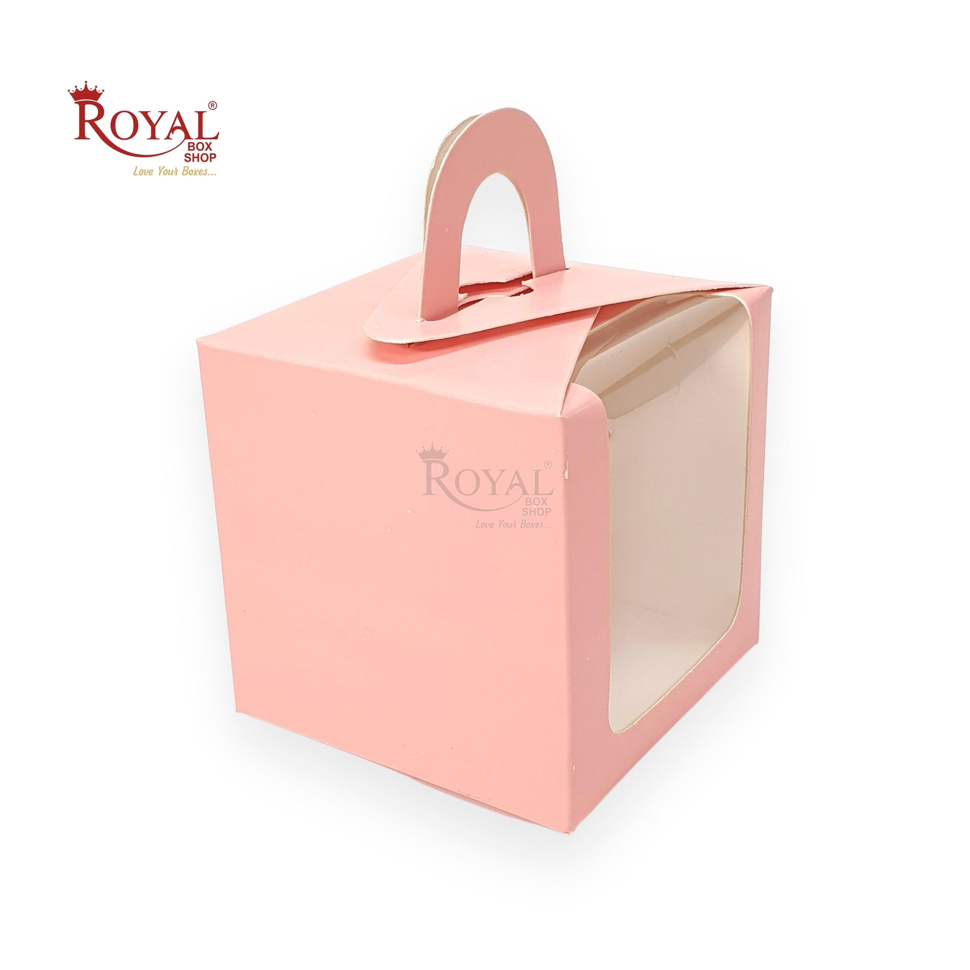 1 Cupcake Box With Window - Size 3.5"x3.5"x3.5" - Pink Royal Box Shop