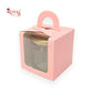 1 Cupcake Box With Window - Size 3.5"x3.5"x3.5" - Pink Royal Box Shop
