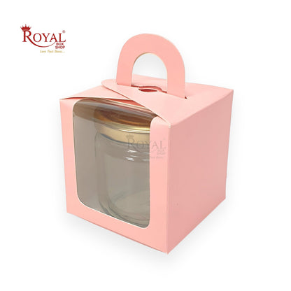 1 Cupcake Box With Window - Size 3.5"x3.5"x3.5" - Pink Royal Box Shop