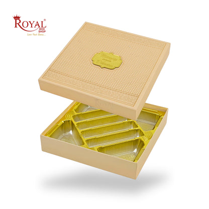 Premium Wedding Favor Bhaji and Sweets Box | 10.5x10.5x2 Inch | Cream