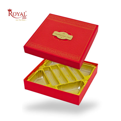 Premium Wedding Favor Bhaji and Sweets Box | 10.5x10.5x2 Inch | Red