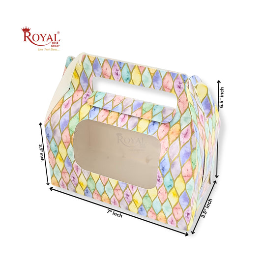 2 Jar Box With Handle I Multicolor I 7"x3.5"x3.5" inches I For Return Favor Gifts, Dry fruits Gift Bags
