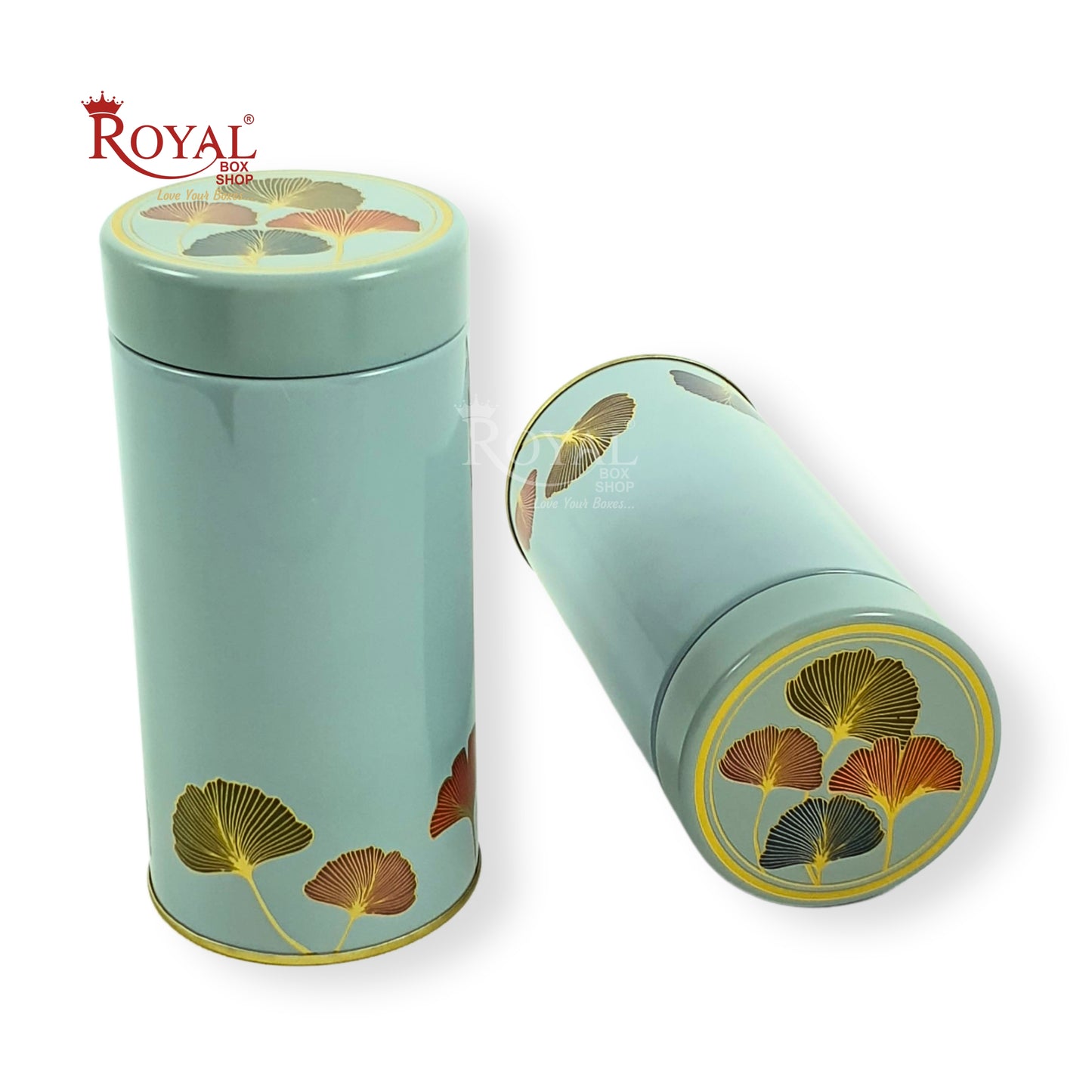 Premium Tin Jars I 6"x3" Inches I Blue With Golden Leafing