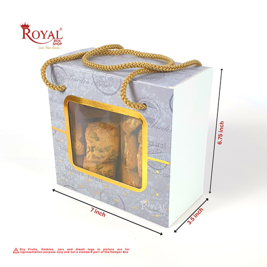 2 Pet Jar Hamper Bags I 6.75 x 6.5 x 3.5" inches I Royal Grey I Diwali Gifting, Party Gifts, Return favor Gifting