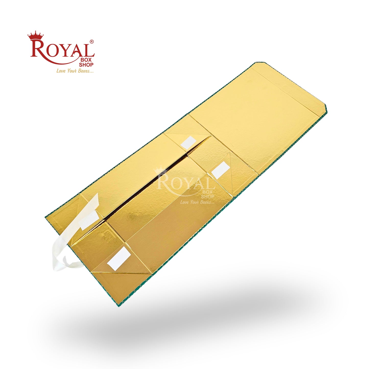 Royal Box Shop® Premium Rigid Gift Box I 10x10x3.5 Inch I Green I Collapsible with Ribbon