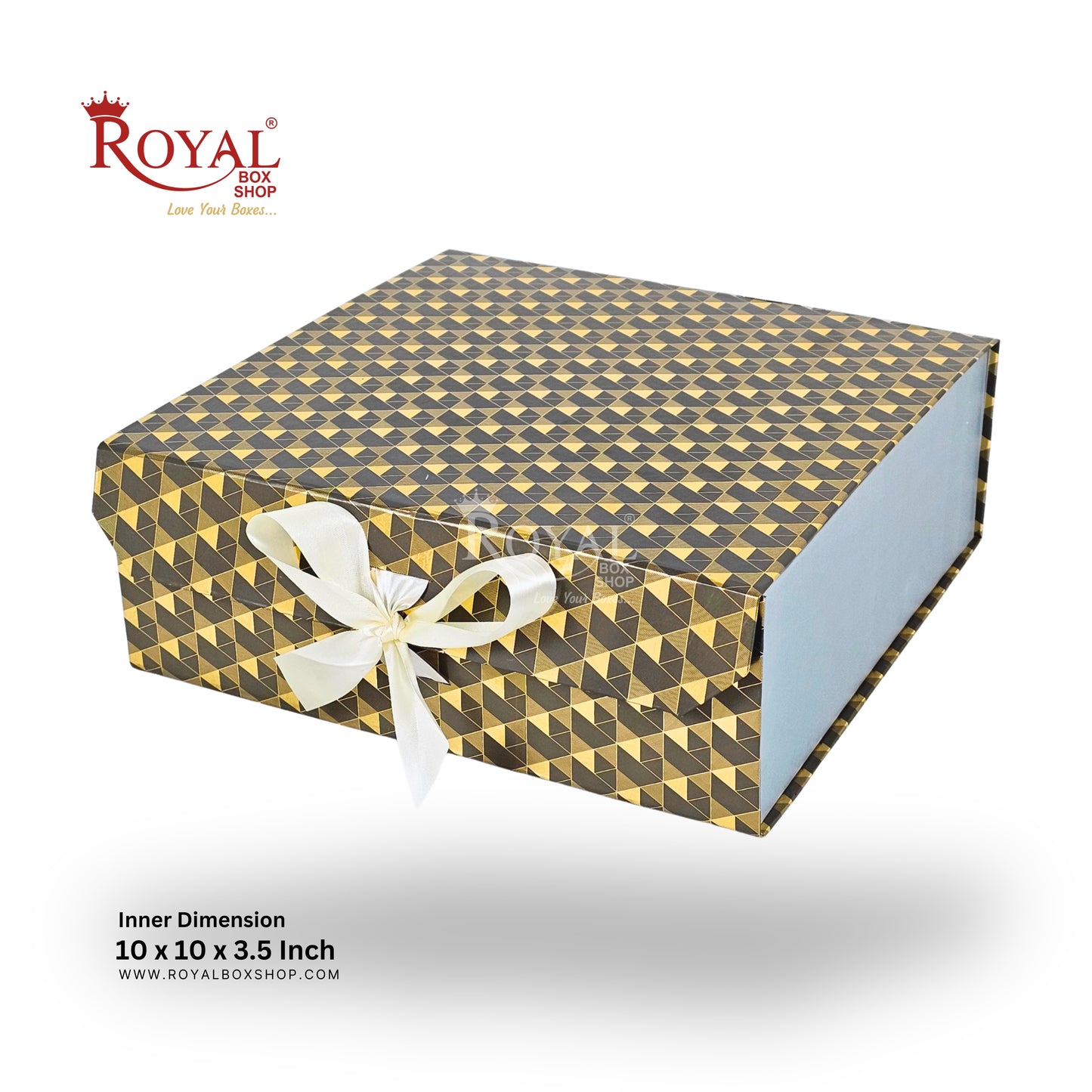 Premium Foldable Rigid Gift Box I Grey I 10x10x3.5 | Magnetic Closure Hamper Box