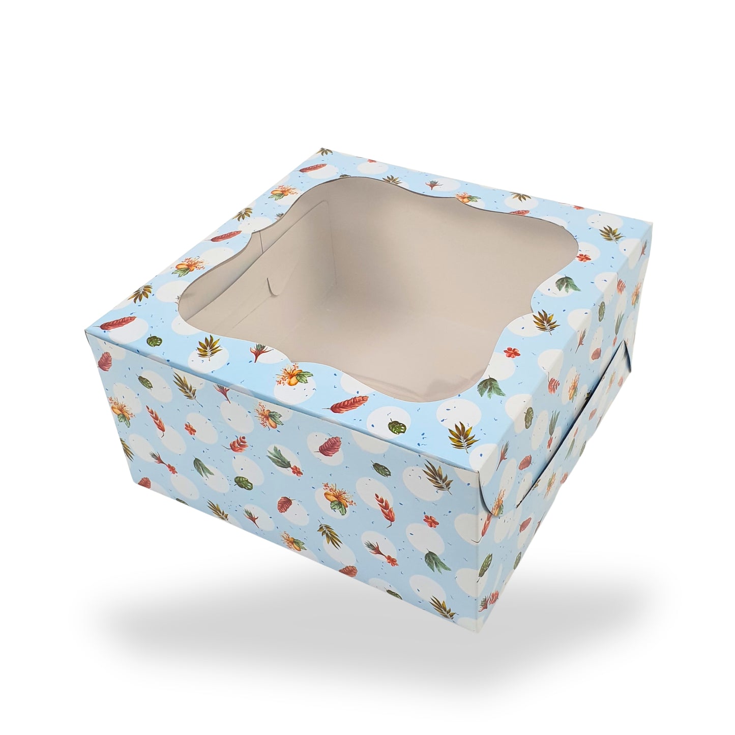 Window Cake Box I 10x10x5 inches I Floral Print Blue - WB