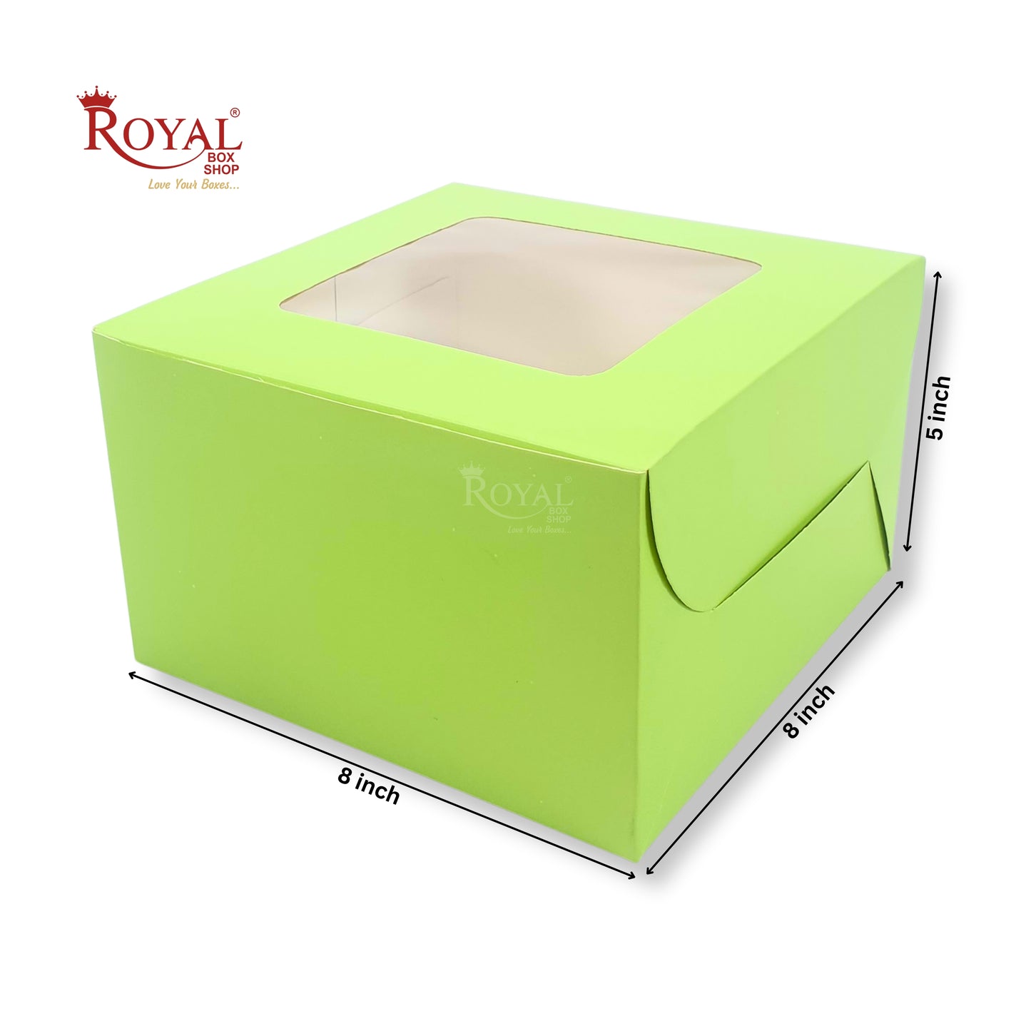 Window Cake Box | 10x10x5 Inches | Green | FBB Paper | B2B | 1 Kg Cake Box
