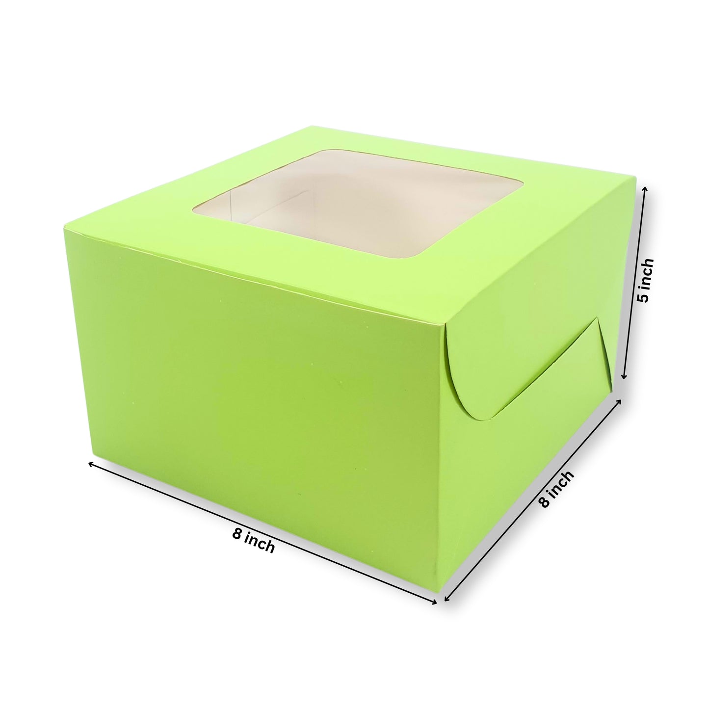 Window Cake Box | 10x10x5 Inches | Green | FBB Paper | B2B | 1 Kg Cake Box