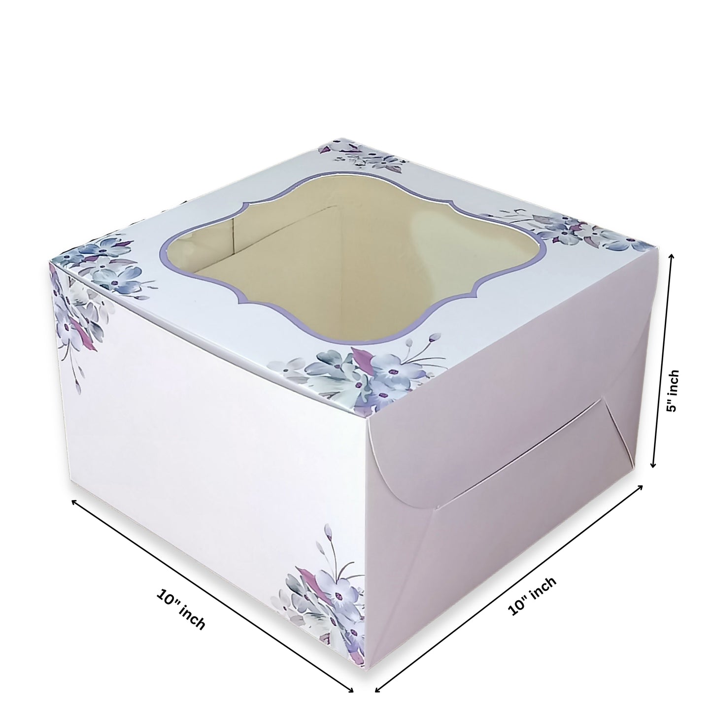 Window Cake Box | 10x10x5 Inches | Floral Print Purple | FBB | B2B