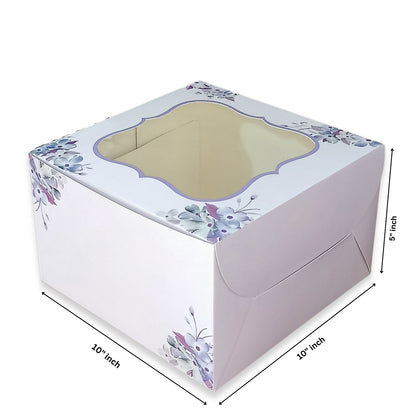 Window Cake Box | 10x10x5 Inches | Floral Print Purple | FBB | B2B