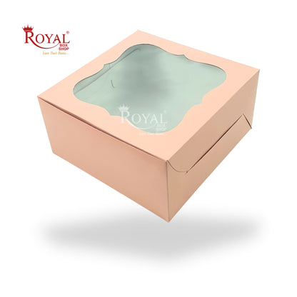 RoyalBoxShop® Cake Box With Window I Size 10x10x5 inch I Pink 350 GSM I 1 Kg Cake Box