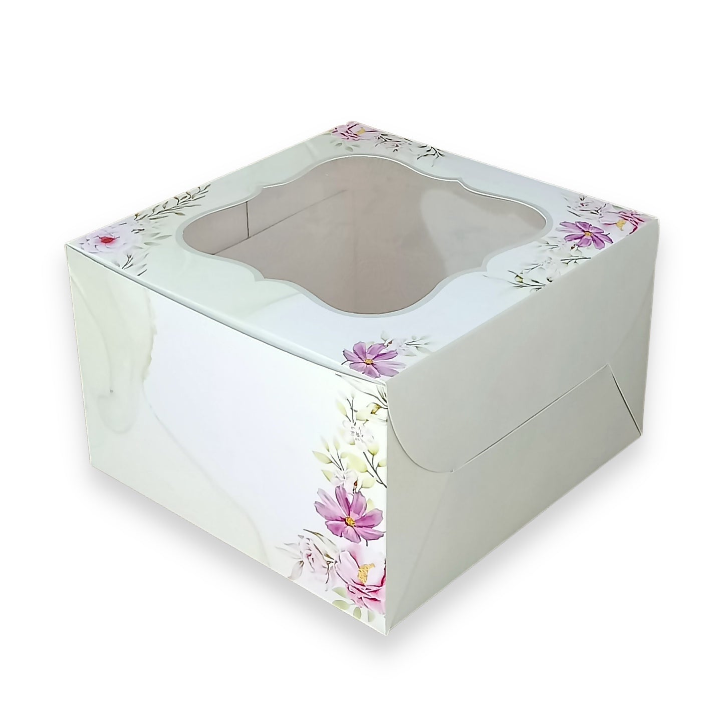 Window Cake Box - 10"x10"x5" inches - Floral Print - Green - FBB