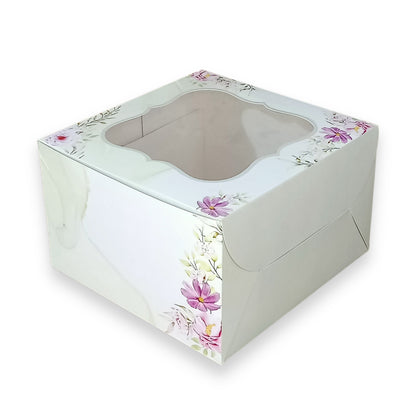 Window Cake Box - 10"x10"x5" inches - Floral Print - Green - FBB