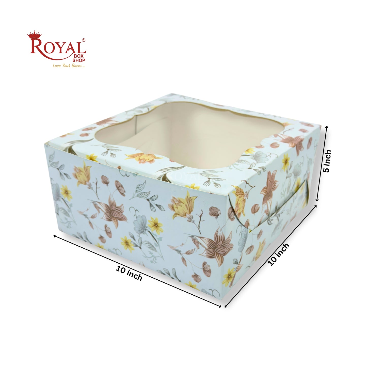 Window Cake Box I 10x10x5 inches I Blue Floral I FBB Paper