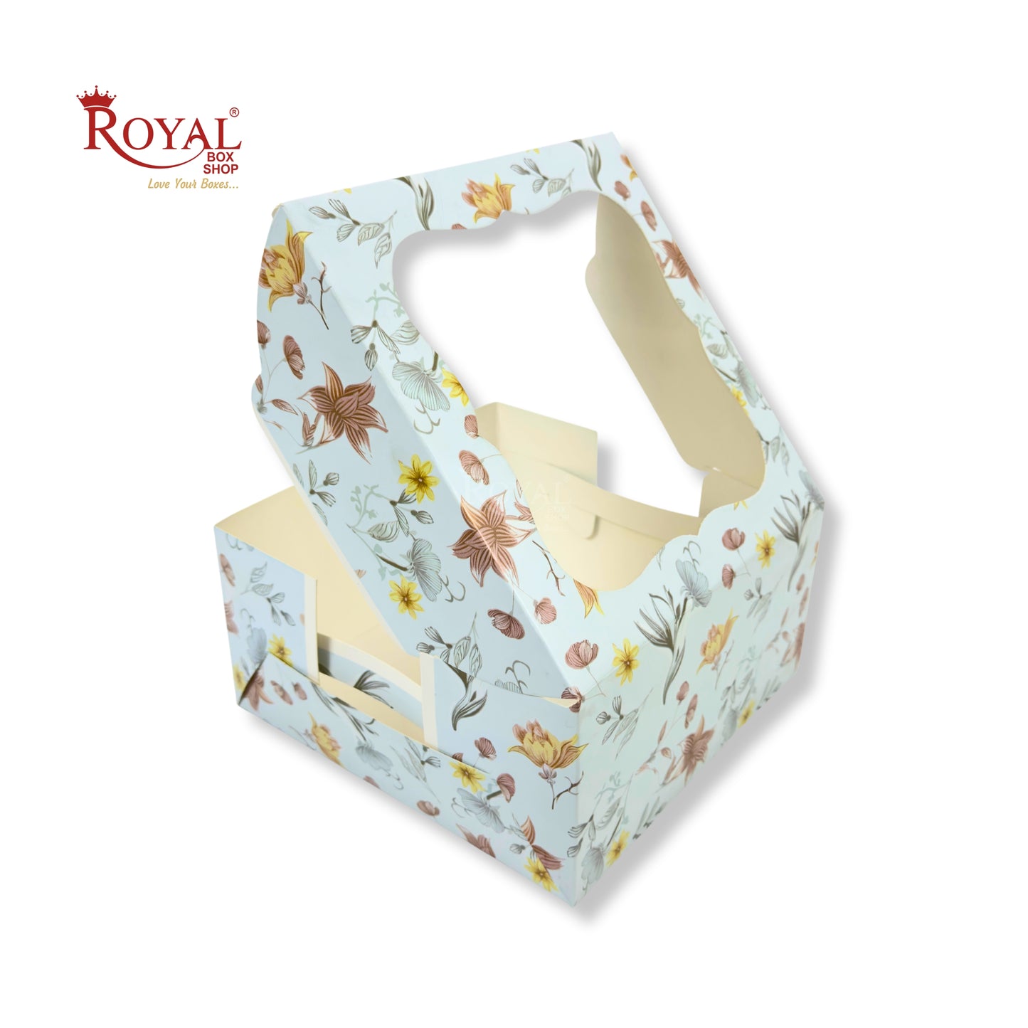 Window Cake Box I 10x10x5 inches I Blue Floral I FBB Paper