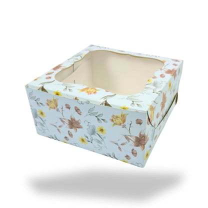 Window Cake Box | 10x10x5 Inches | Blue Floral | FBB Paper | B2B | 1 Kg Cake Box