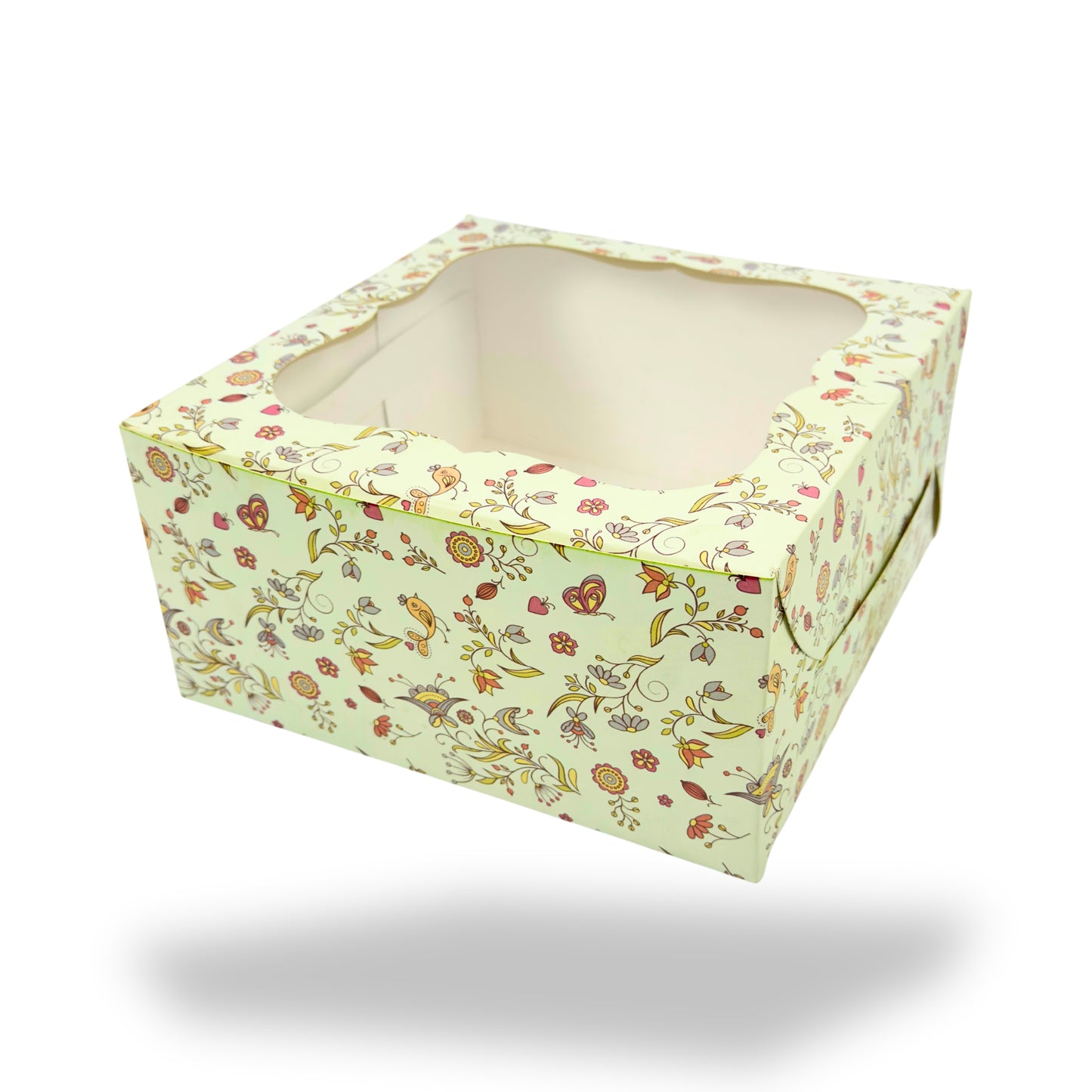 Window Cake Box I 10x10x5 inches I Green Floral I FBB Paper