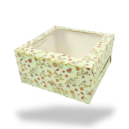 Window Cake Box I 10x10x5 inches I Green Floral I FBB Paper