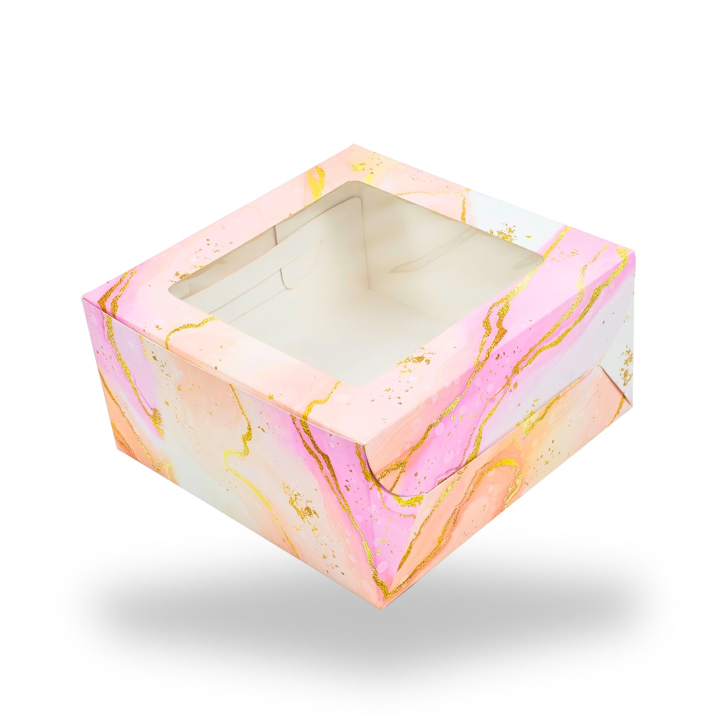 Window Cake Box| 10x10x5 inches | Pink Marble Print | FBB