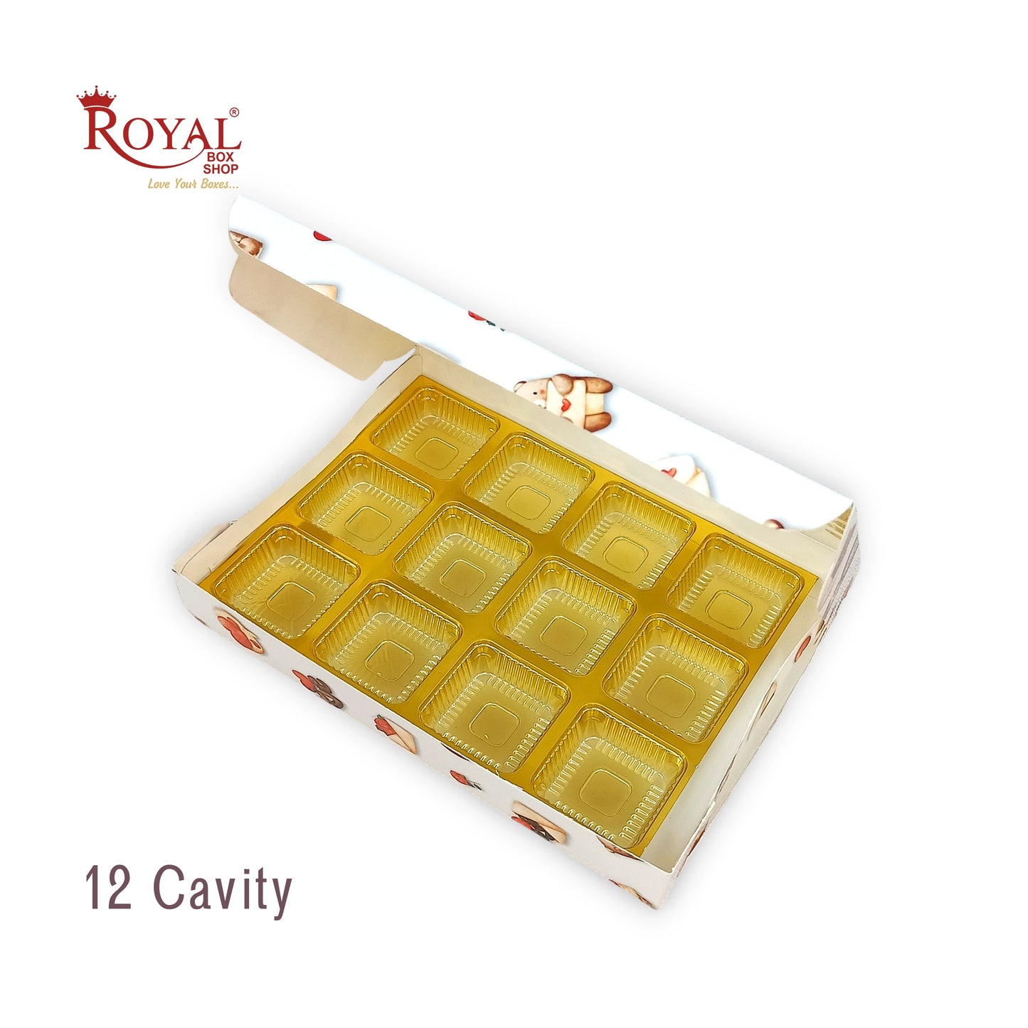 12 Cavity Valentine Chocolate Boxes  I 7.5 x 5.5 x 1.25 inch I For Chocolates, Sweets Bites Gifting Royal Box Shop