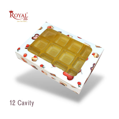 12 Cavity Valentine Chocolate Boxes  I 7.5 x 5.5 x 1.25 inch I For Chocolates, Sweets Bites Gifting Royal Box Shop