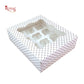 12pc Cupcake Box With Window - Size 10"x12"x4" - Pink Flower Check Print Royal Box Shop