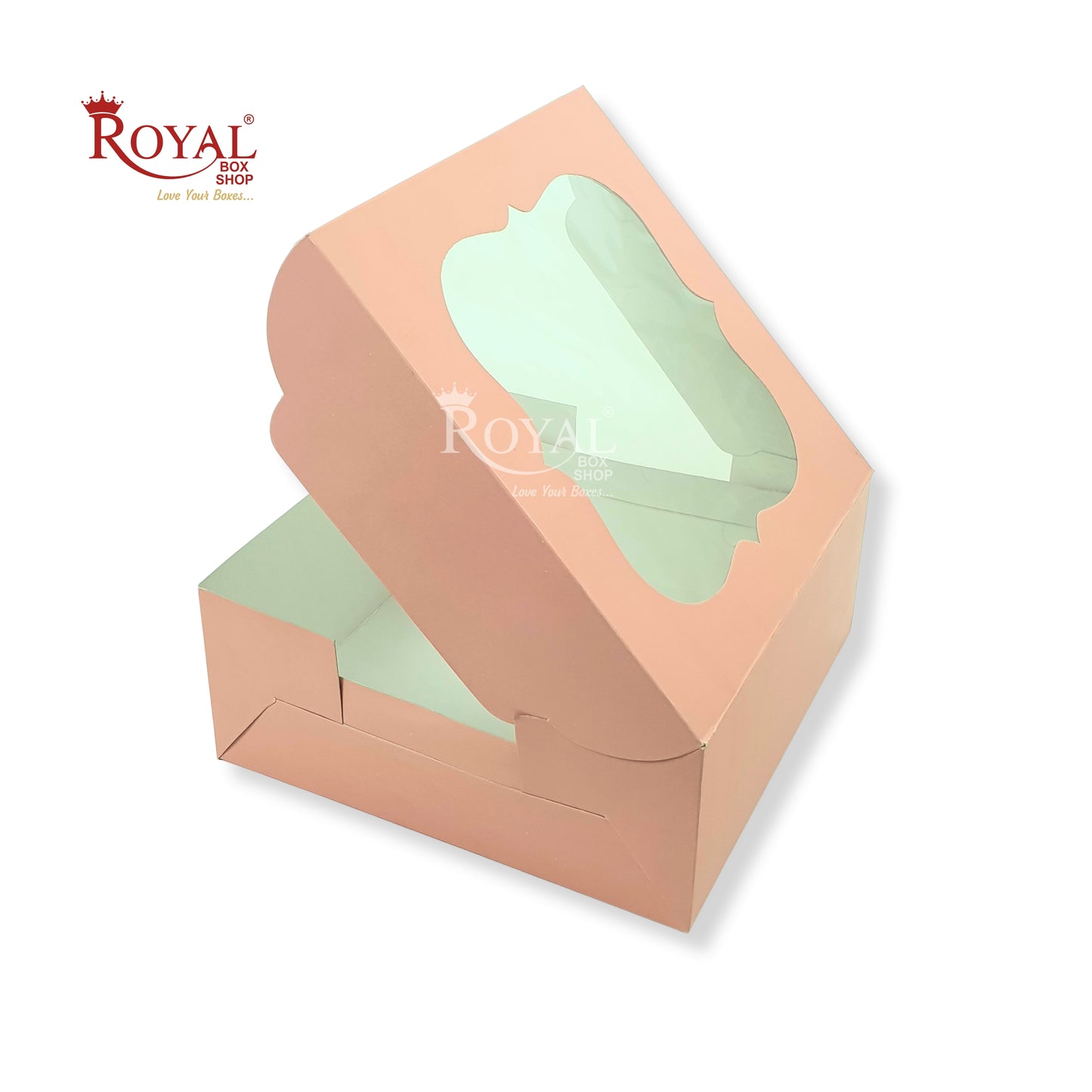RoyalBoxShop® Cake Box With Window I Size 12x12x5 inch I Pink 350 GSM I 1 Kg Cake Box