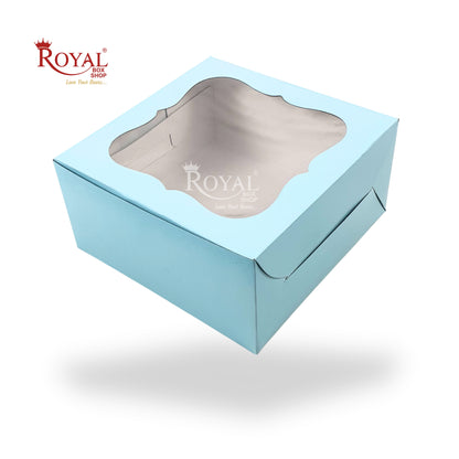 RoyalBoxShop® Cake Box With Window I Size 10x10x5 inch I Blue 350 GSM I 1 Kg Cake Box