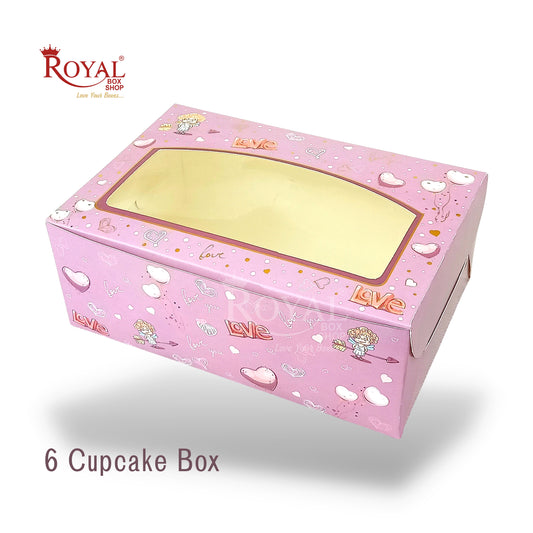 6 Cupcake Valentine Theme Box I Size 10x6.57x3.5" Inch I Purple Color