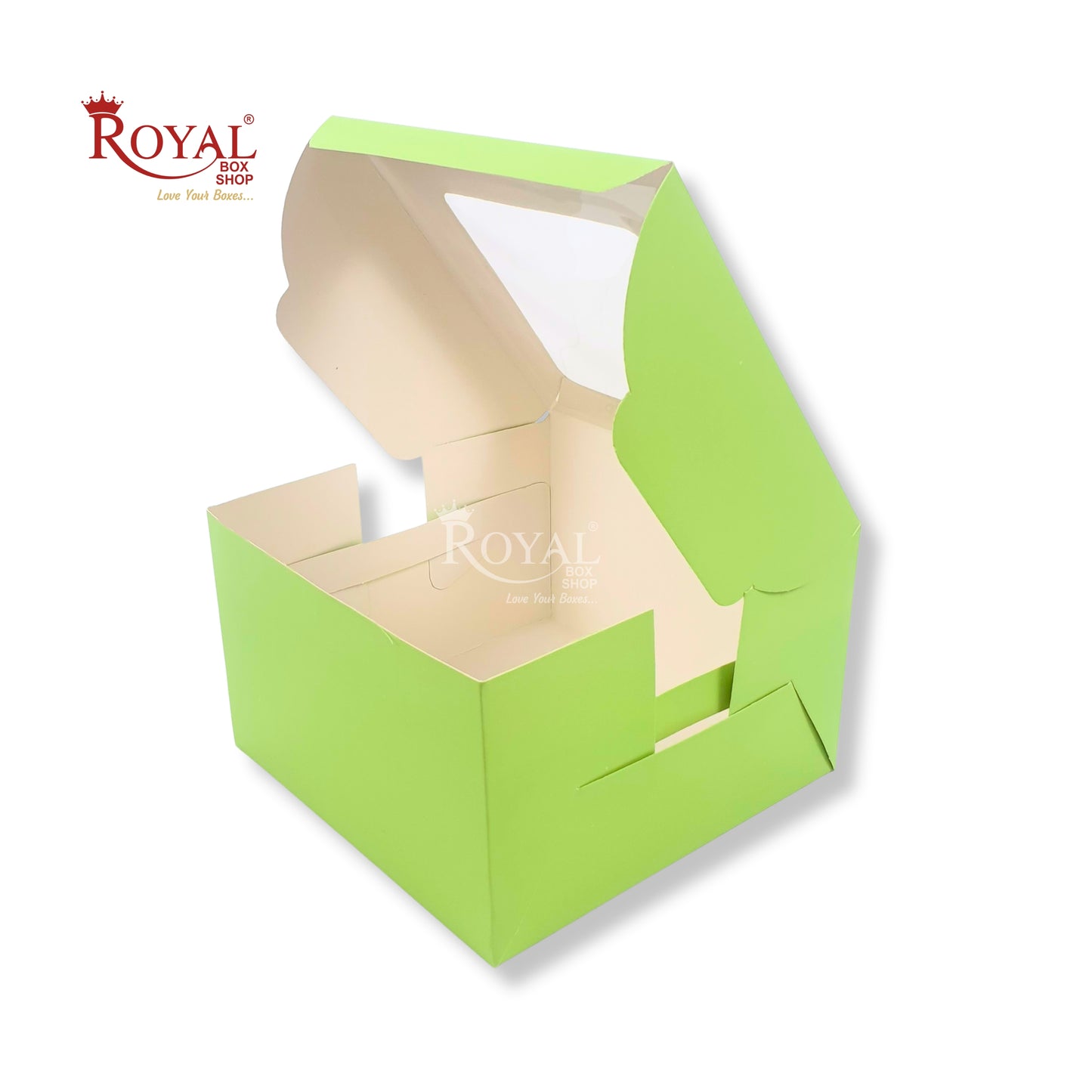 Window Cake Box | 10x10x5 Inches | Green | FBB Paper | B2B | 1 Kg Cake Box