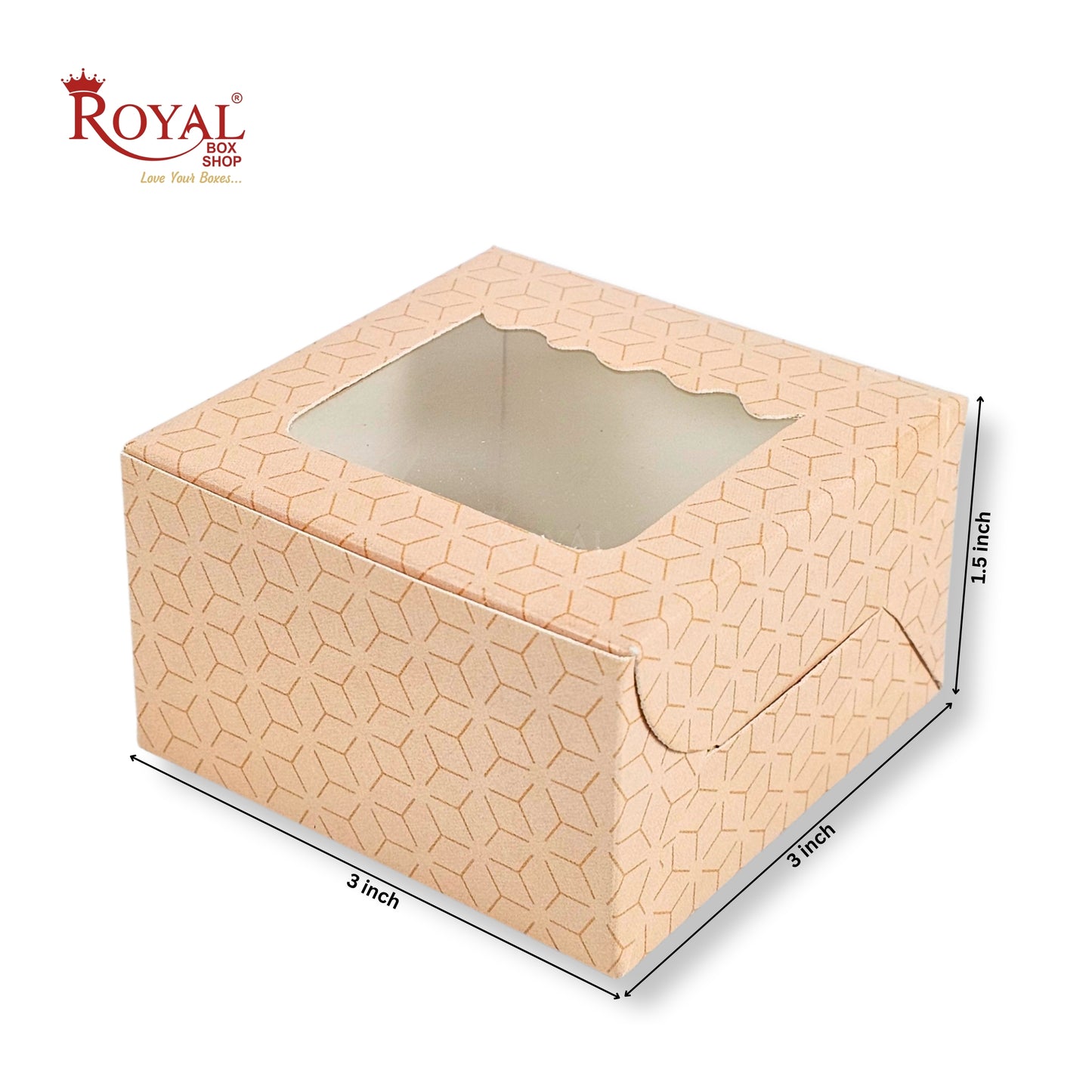 1pc Brownie Window Box | 3x3x1.5 Inches | Peach
